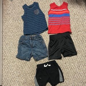 Kids Matching Set - Red and Blue Tank Tops with Shorts